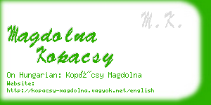 magdolna kopacsy business card